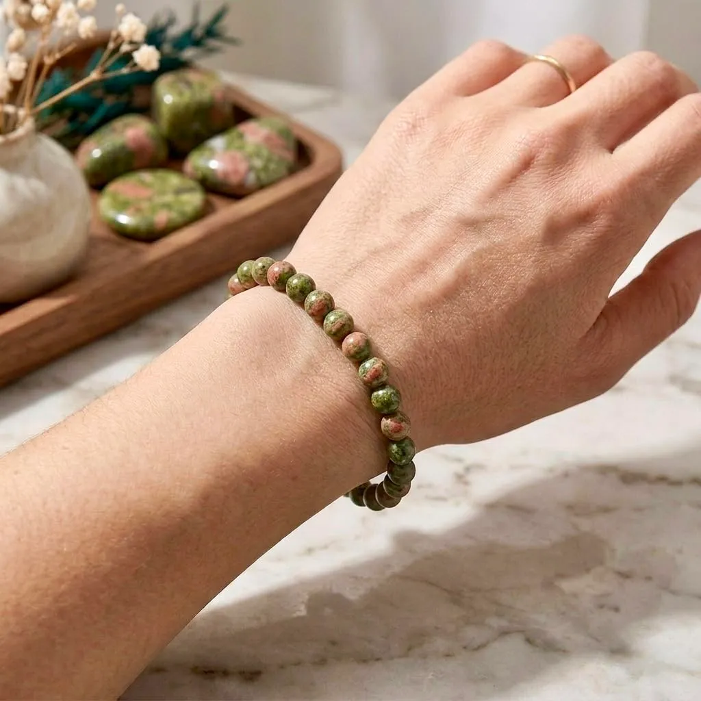Alchimia Bracciale Elastico Unisex in Unakite 6 mm - immagine 5