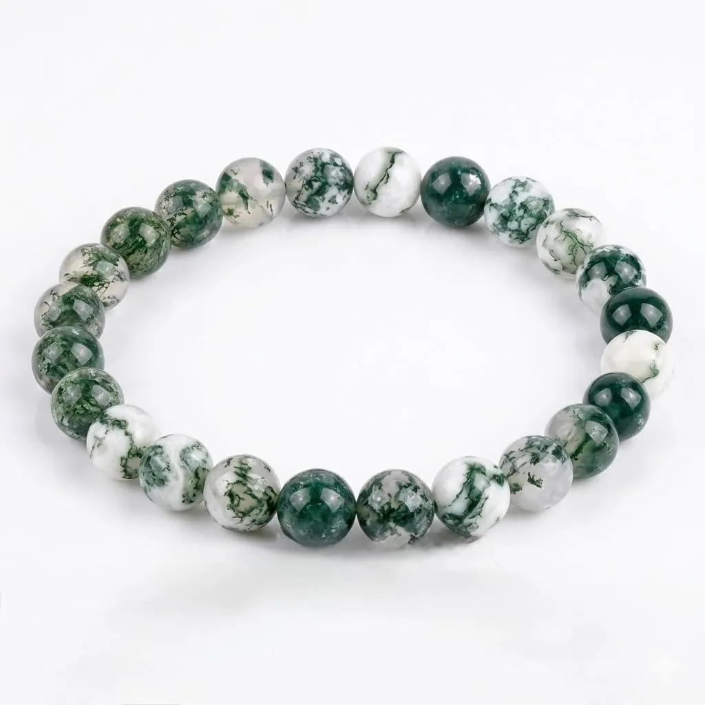 Alchimia Bracciale Elastico Unisex in Agata Arborizzata 6 mm - immagine 2