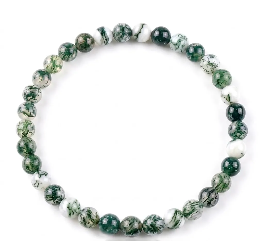 Alchimia Bracciale Elastico Unisex in Agata Arborizzata 6 mm - immagine 4