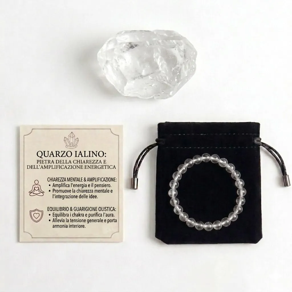 Alchimia Bracciale Elastico in Quarzo Ialino 6 mm Unisex - immagine 4