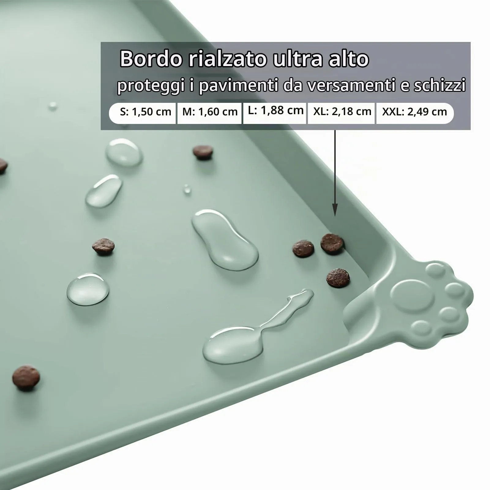 Reopet Tappetino in Silicone per Ciotola per Cani e Gatti, 60 x 40 cm, Turchese medio - immagine 3