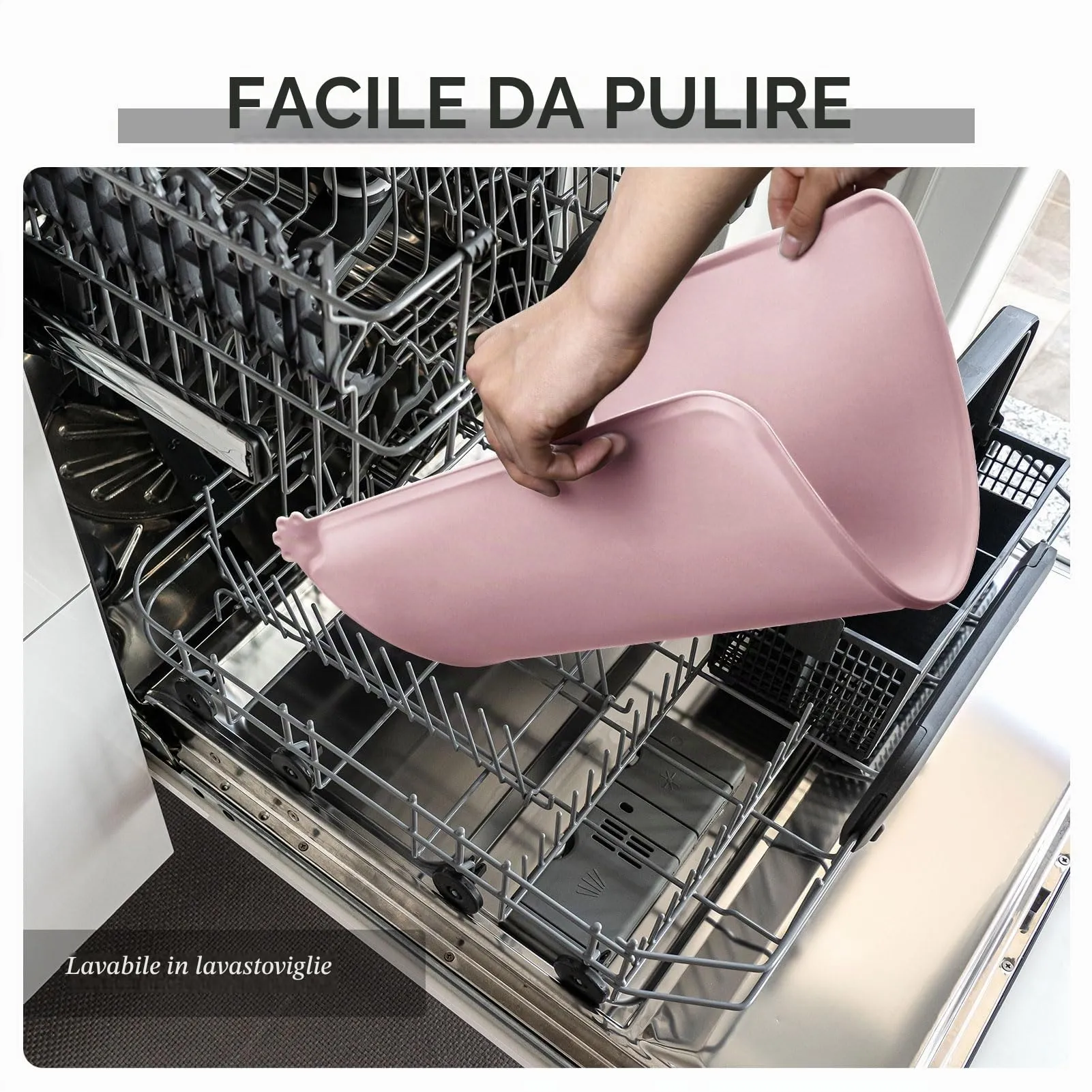 Reopet Tappetino in Silicone per Cibo e Acqua per Animali Domestici, Impermeabile con Bordi Rialzati, 47 x 30 cm, Rrouge - immagine 7