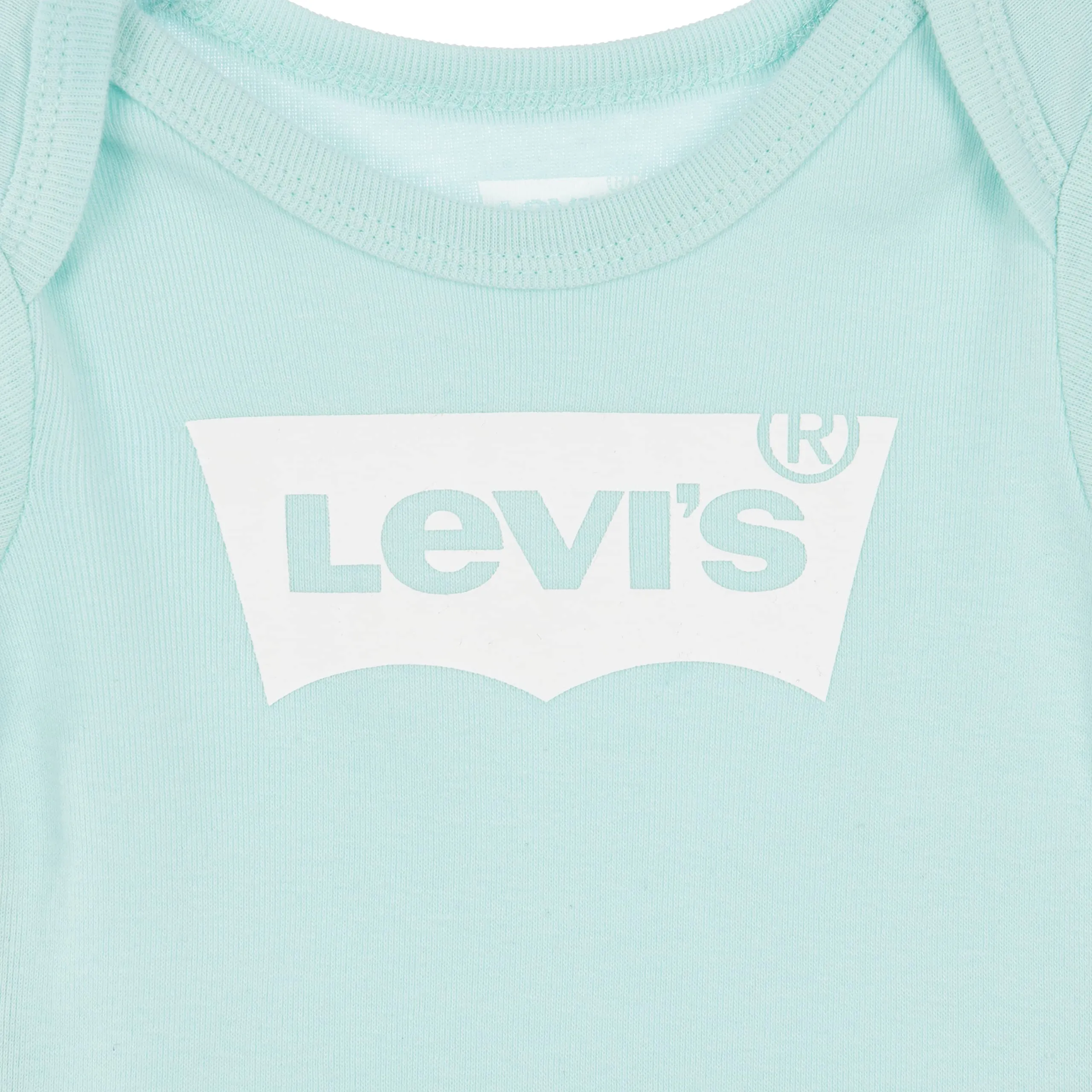 Levi's Classic Batwing Infant Hat Bodysuit Bootie Set 3Pc, Pastel Turquoise, 24 Months - immagine 3