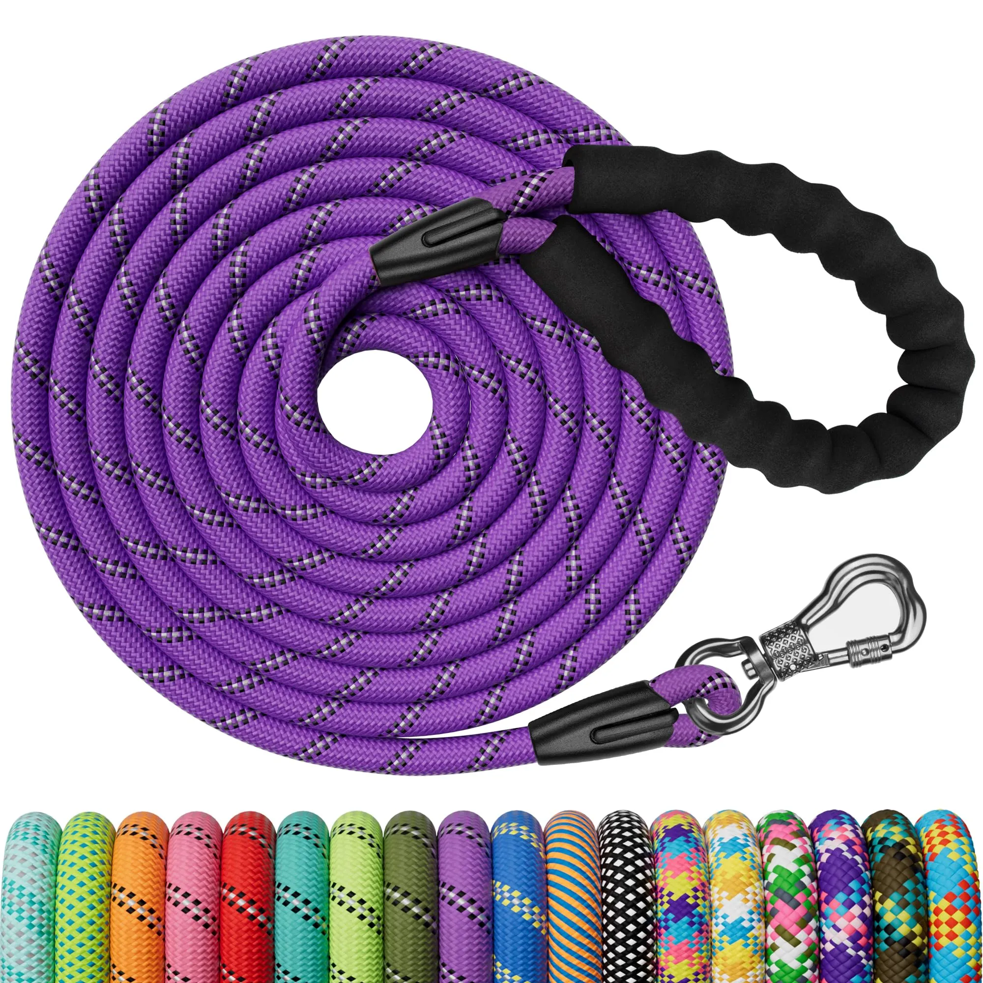 X XBEN Guinzaglio Addestramento per Cani, 10M, Nylon, con Gancio di Sicurezza e Maniglia Imbottita - immagine 1