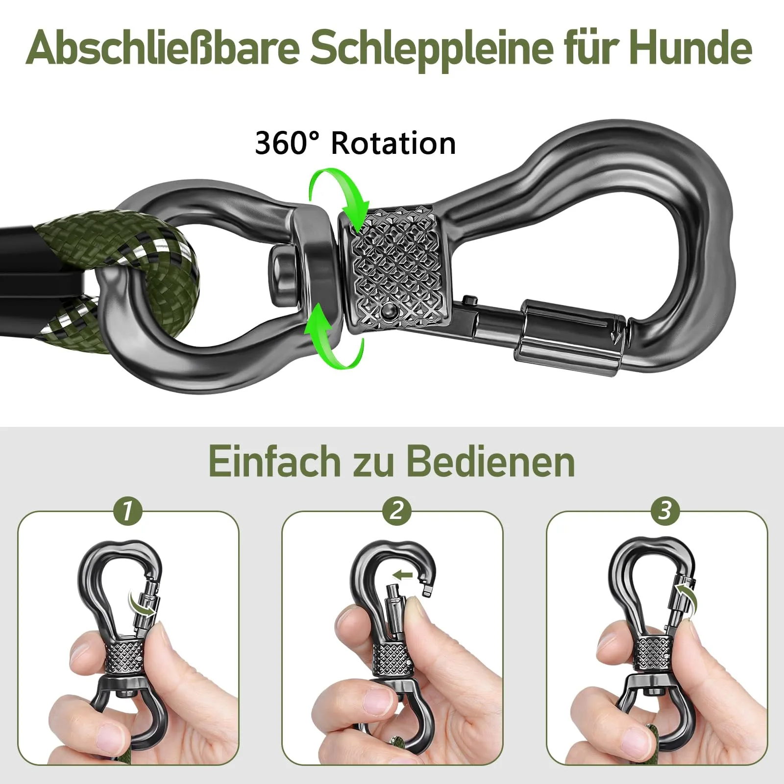 X XBEN Guinzaglio Addestramento per Cani, 10M x 8mm, Corda di Nylon con Gancio di Sicurezza e Maniglia Imbottita - immagine 2