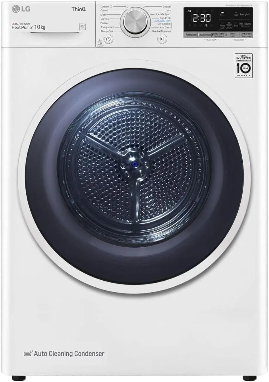 LG RH10V9AV4W Asciugatrice Smart a Carica Frontale 10kg Serie V9 Classe C Pompa di Calore Dual Inverter Bianca - immagine 1