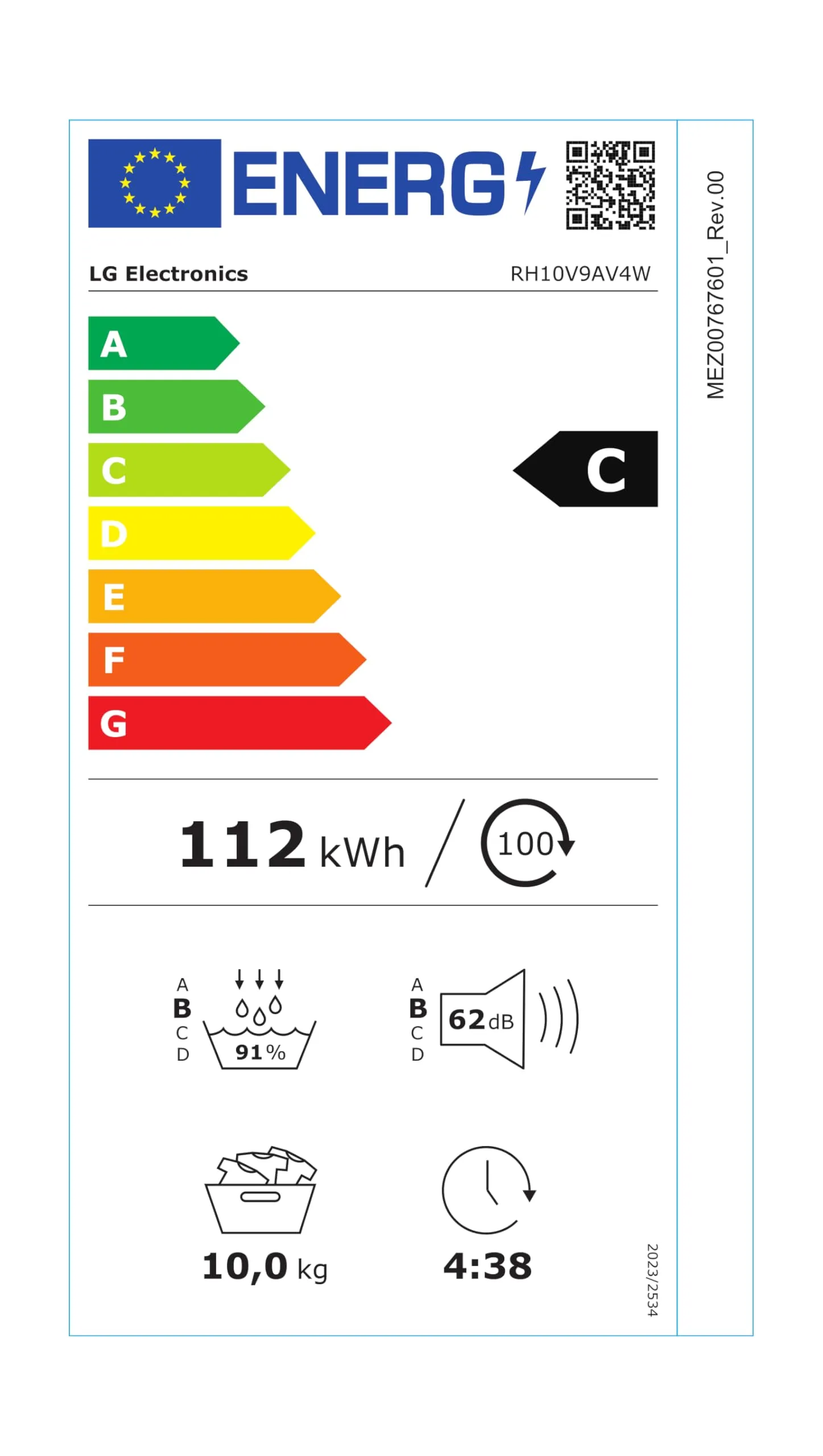 LG RH10V9AV4W Asciugatrice Smart a Carica Frontale 10kg Serie V9 Classe C Pompa di Calore Dual Inverter Bianca - immagine 4