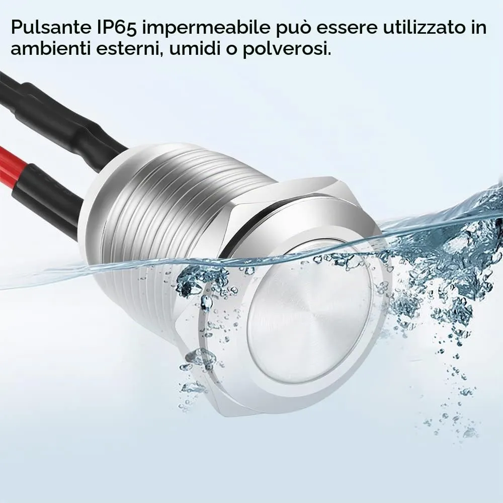 Gebildet 10pcs Pre-wired Momentary Waterproof Push Button Stainless Steel 12mm 2A 12V/24V/125V/250V Flat Head - immagine 5
