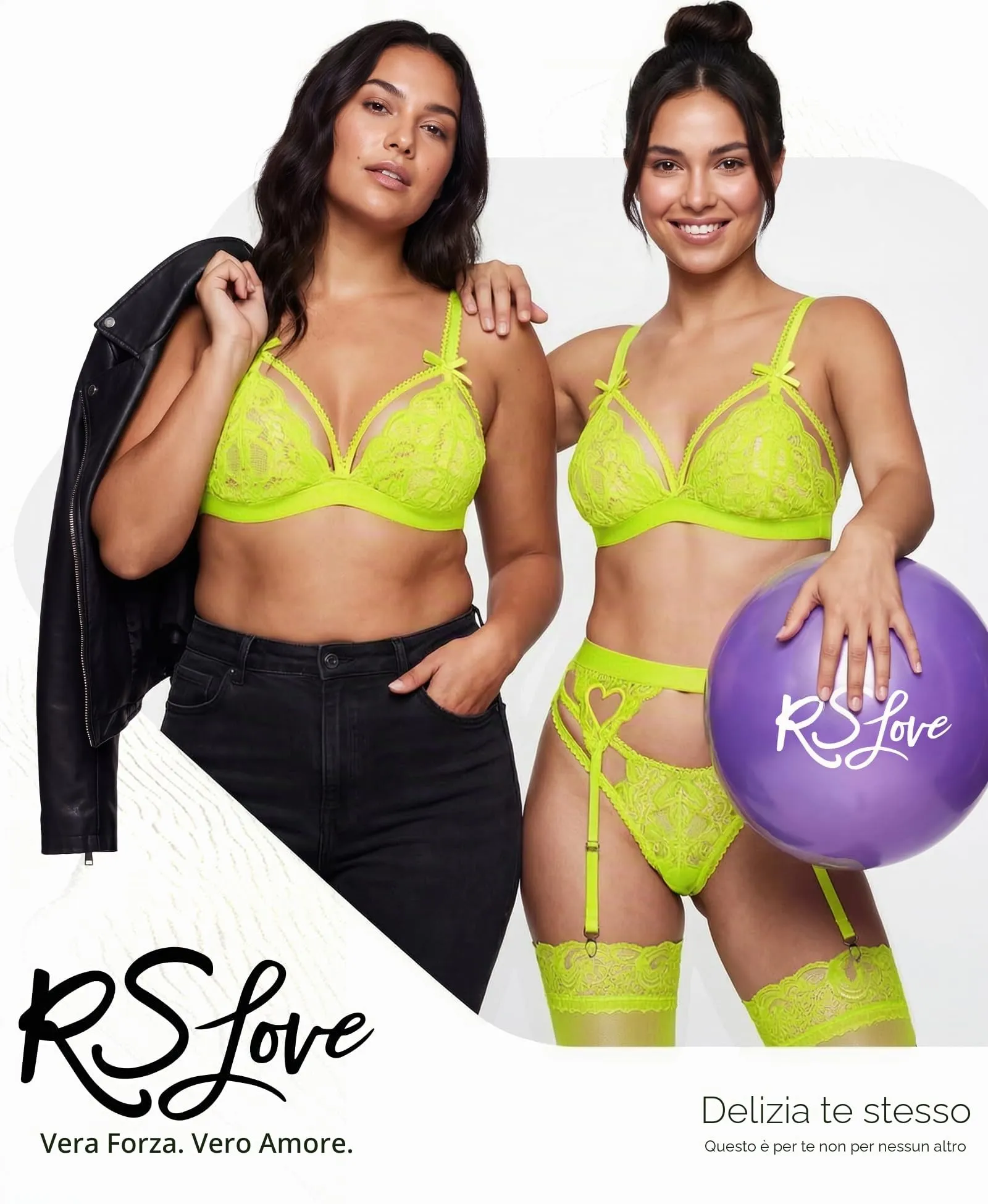 RSLOVE Set Lingerie in Pizzo con Reggicalze 3 Pezzi, Giallo, XL - immagine 2