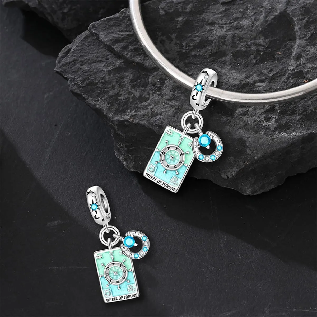 TINSLO Bead Charm in Argento Sterling 925 con Cubic Zirconia per Braccialetti e Collane Europee - immagine 2