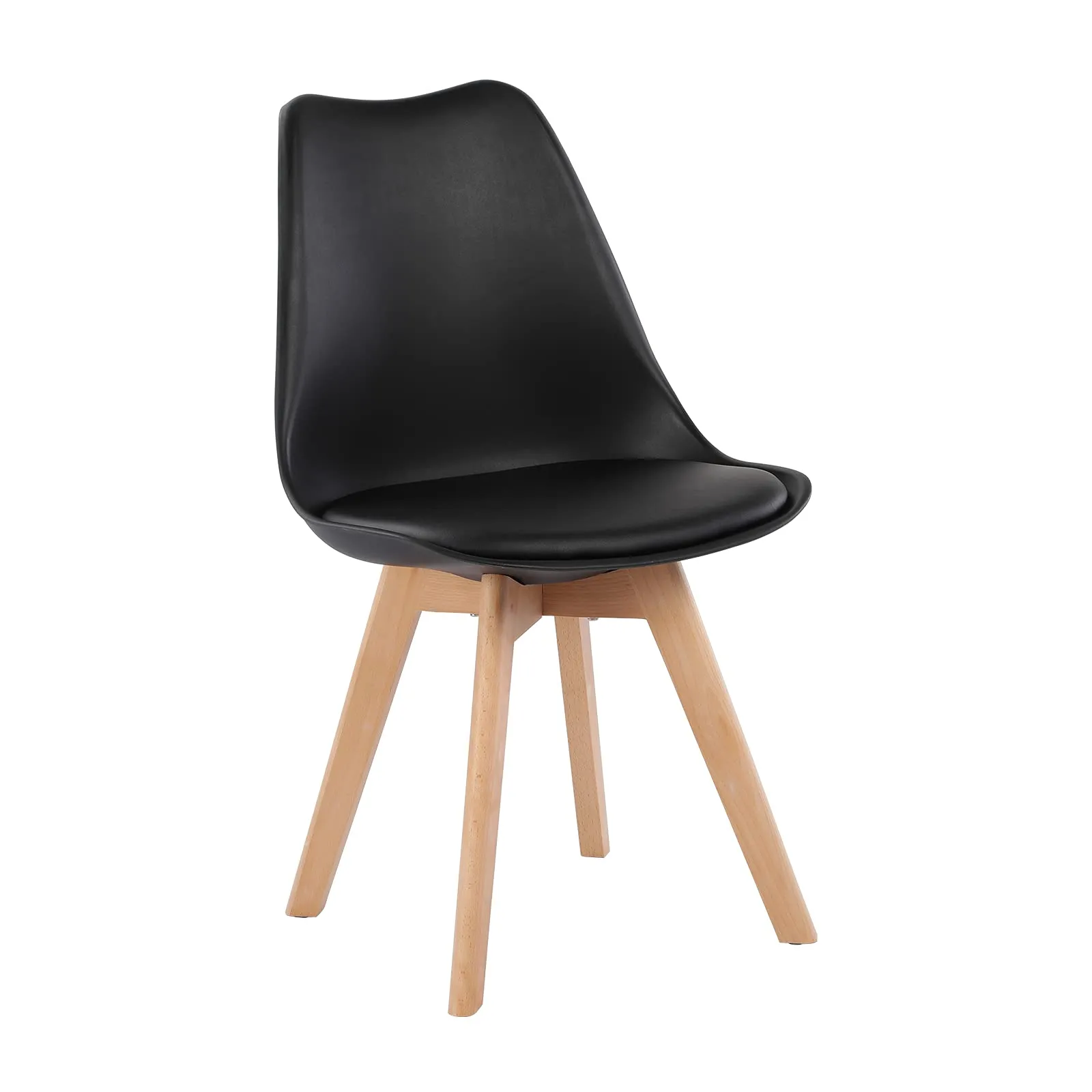 EGGREE Set di 4 Sedie da Pranzo Stile Rétro, Gambe in Legno Massello di Faggio, Imbottitura Nero - immagine 8