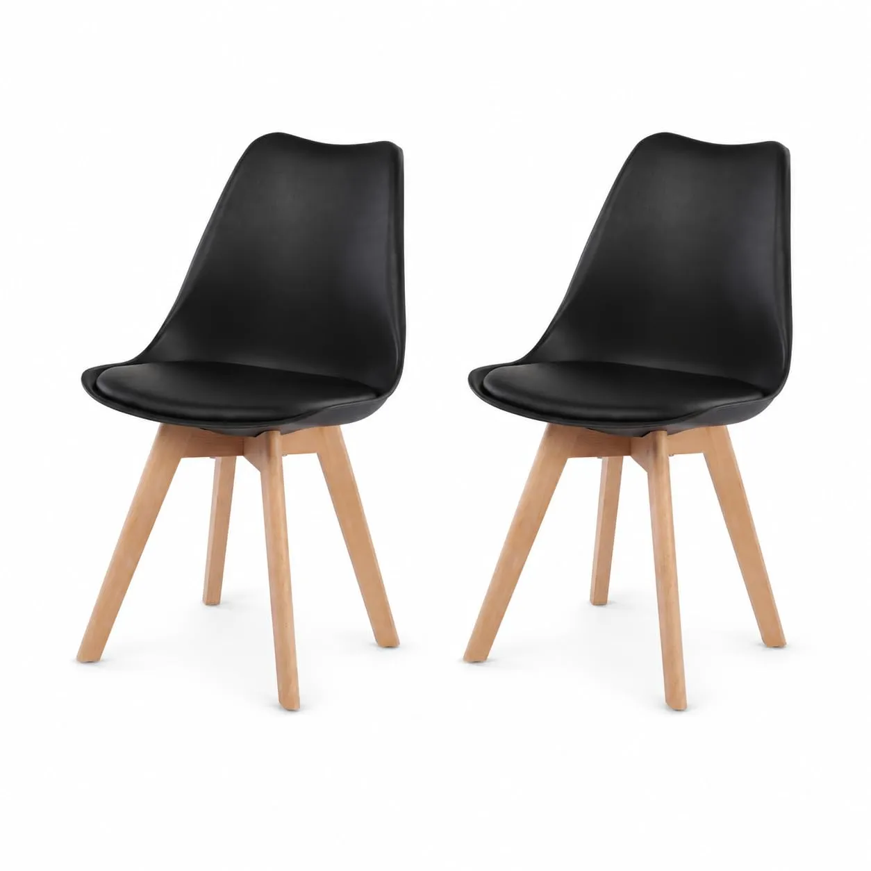 EGGREE Set di 2 Sedie da Pranzo Stile Rétro in Legno di Faggio e Imbottitura, Nero - immagine 1