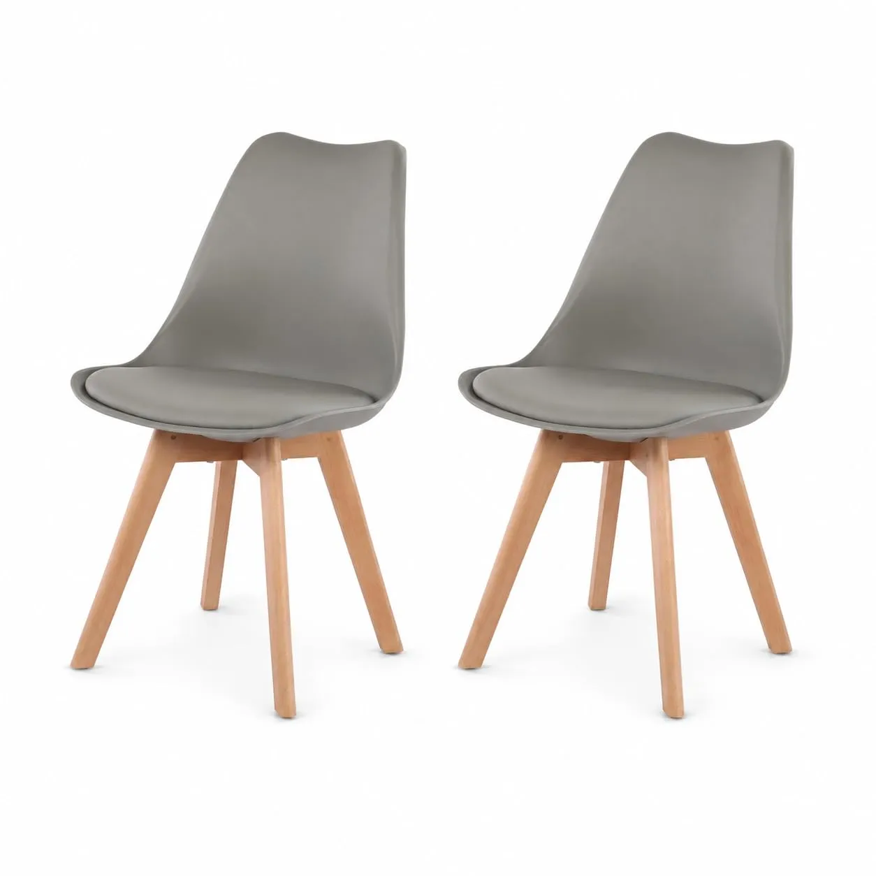 EGGREE Set di 2 Sedie da Pranzo Stile Rétro in Legno di Faggio e Imbottitura Grigio - immagine 1