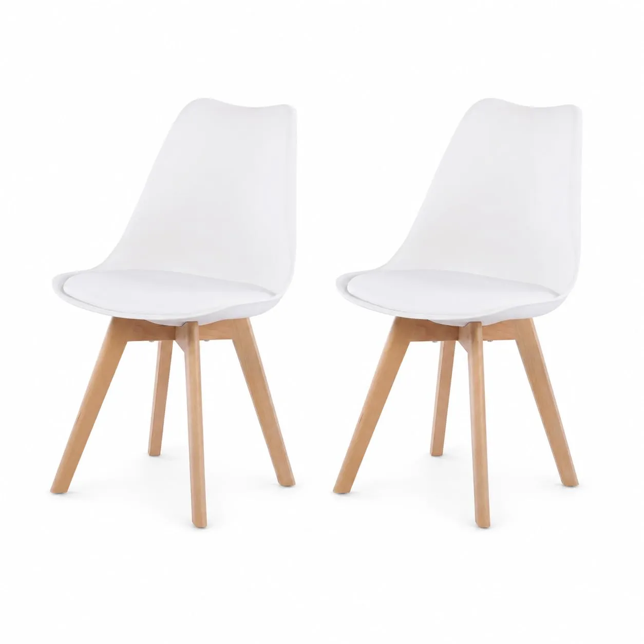 EGGREE Set di 2 Sedie da Pranzo e Ufficio in Legno di Faggio Bianco - immagine 1