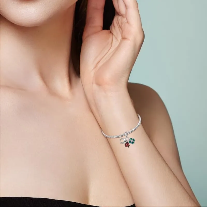 TINSLO Bead Charm Ciondolo Argento Sterling 925 con Cubic Zirconia per Braccialetti e Collane europei - immagine 4
