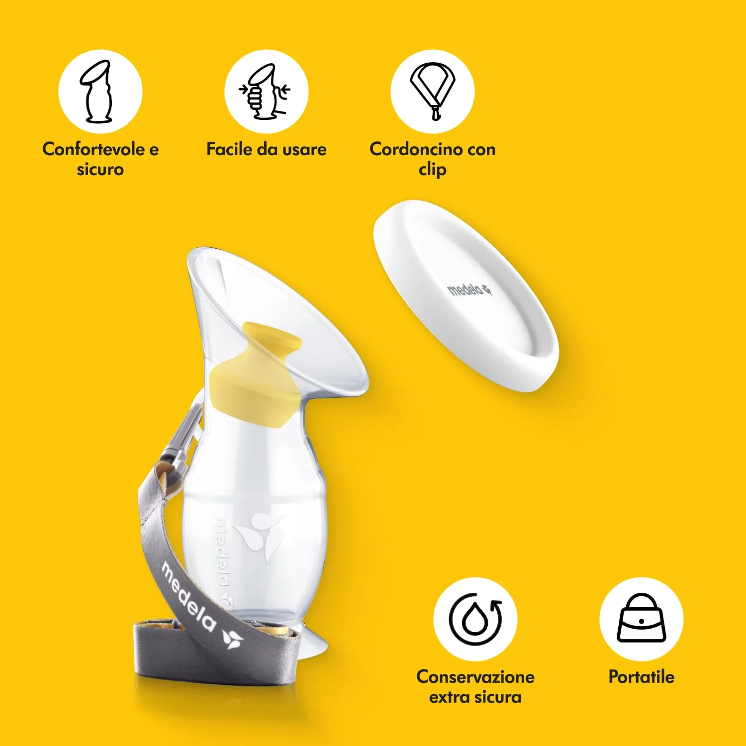 Medela Raccoglitore Latte Materno in Silicone con Base a Ventosa e Coperchio - immagine 3