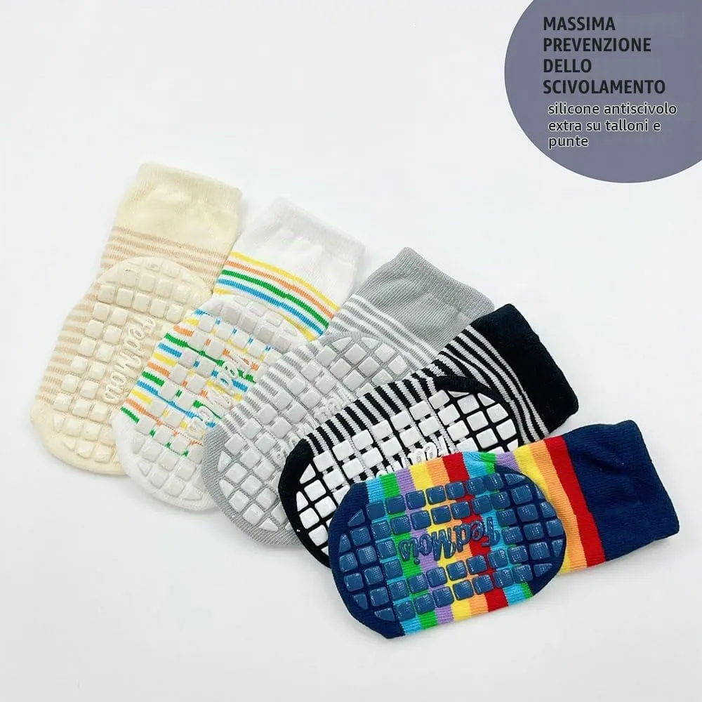 FedMois Calzini Antiscivolo in Cotone per Bambini, Motivi Animali, 5 Paia, 3-5 Anni - immagine 5