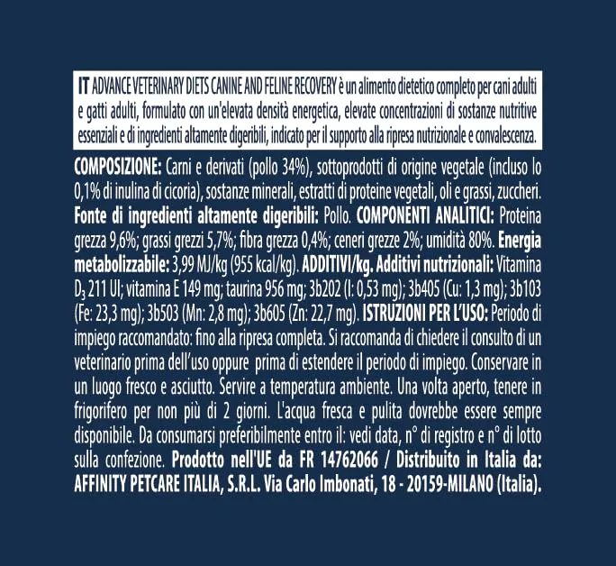 Affinity Advance Veterinary Diets Recovery Cibo Umido per Cani e Gatti, 11 bustine da 100g - immagine 7