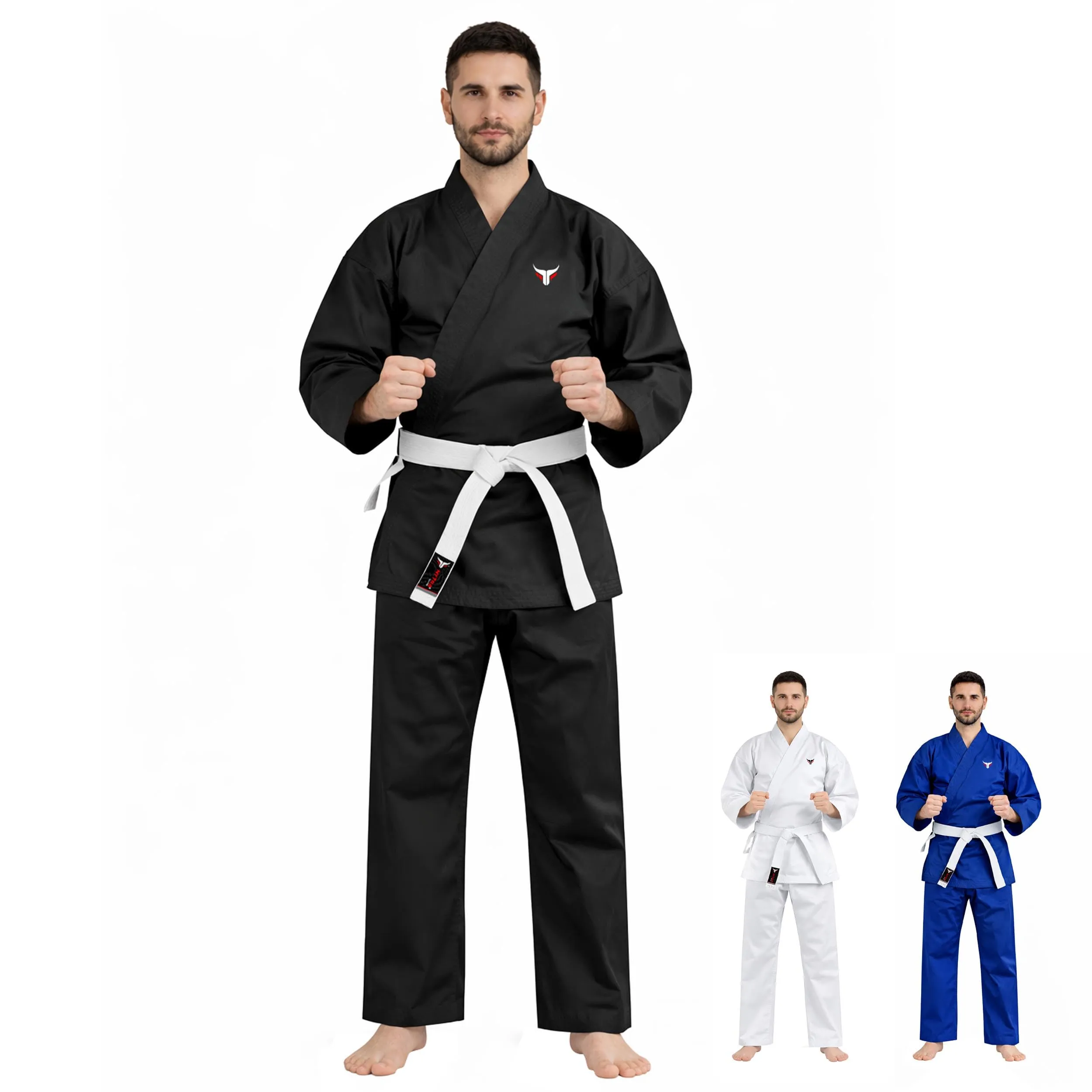 Mytra Fusion Karate Gi adulto con Cintura, 200g (Nero, 2/150) - immagine 1