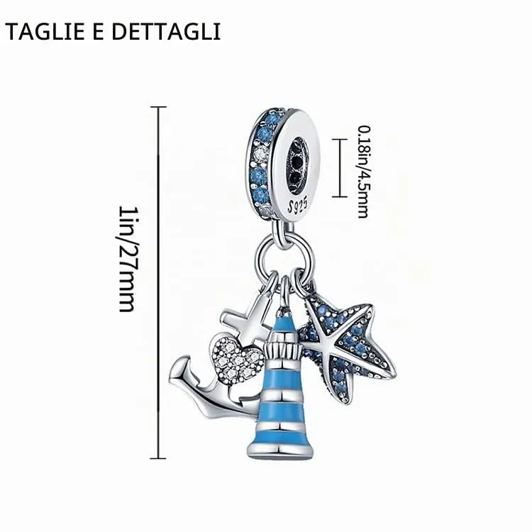 TINSLO Bead Charm Ciondolo Argento Sterling 925 con Cubic Zirconia per Braccialetti e Collane Europee - immagine 4