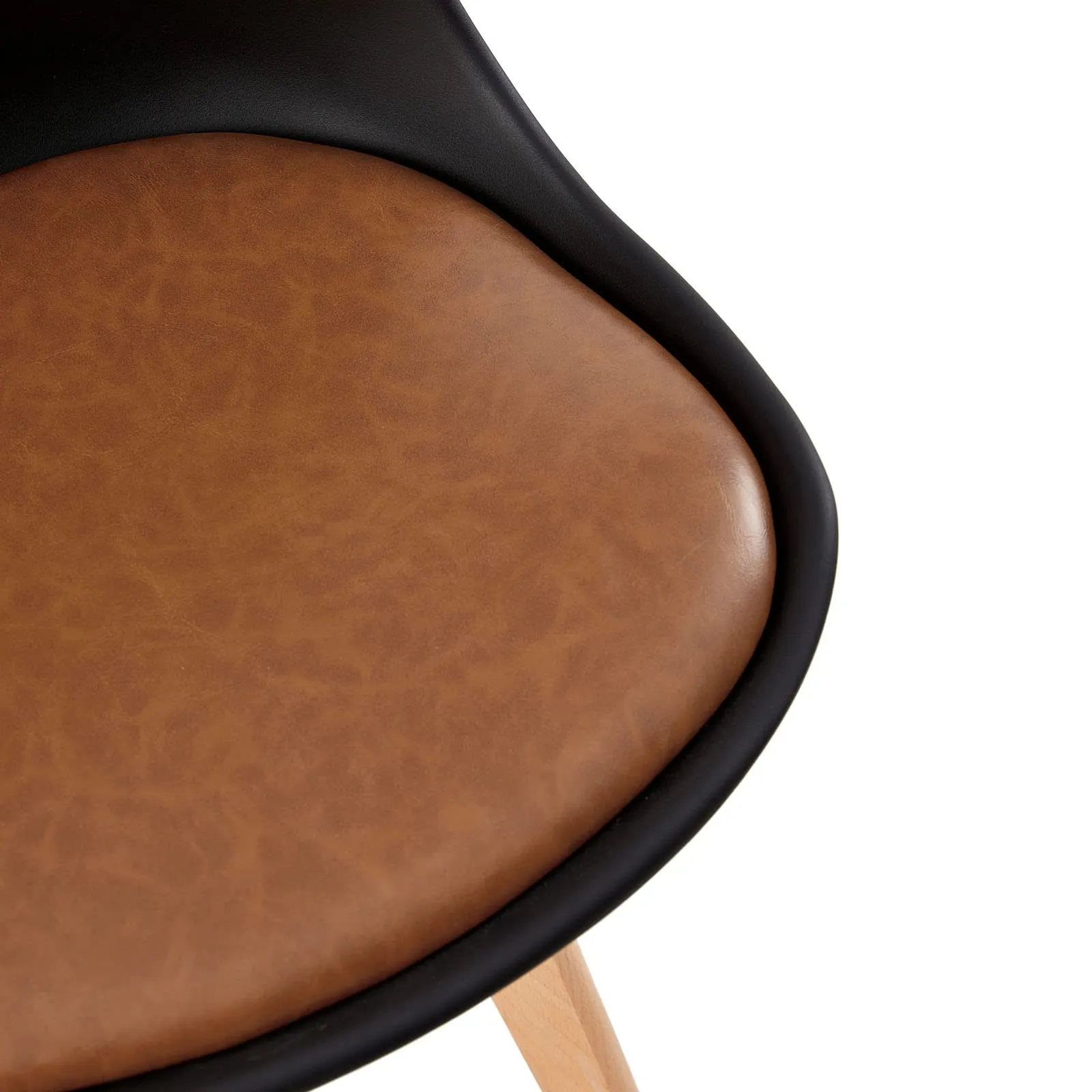 EGGREE Set di 4 Sedie da Pranzo in Pelle PU e Legno di Faggio, Nero - Marrone - immagine 9