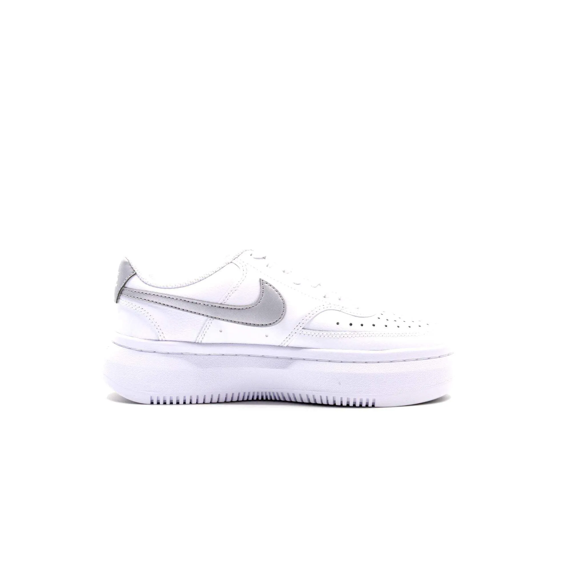Nike Court Vision High Leather Women's Sneakers - White Mtlc Platinum Summit White - 41 EU - immagine 5