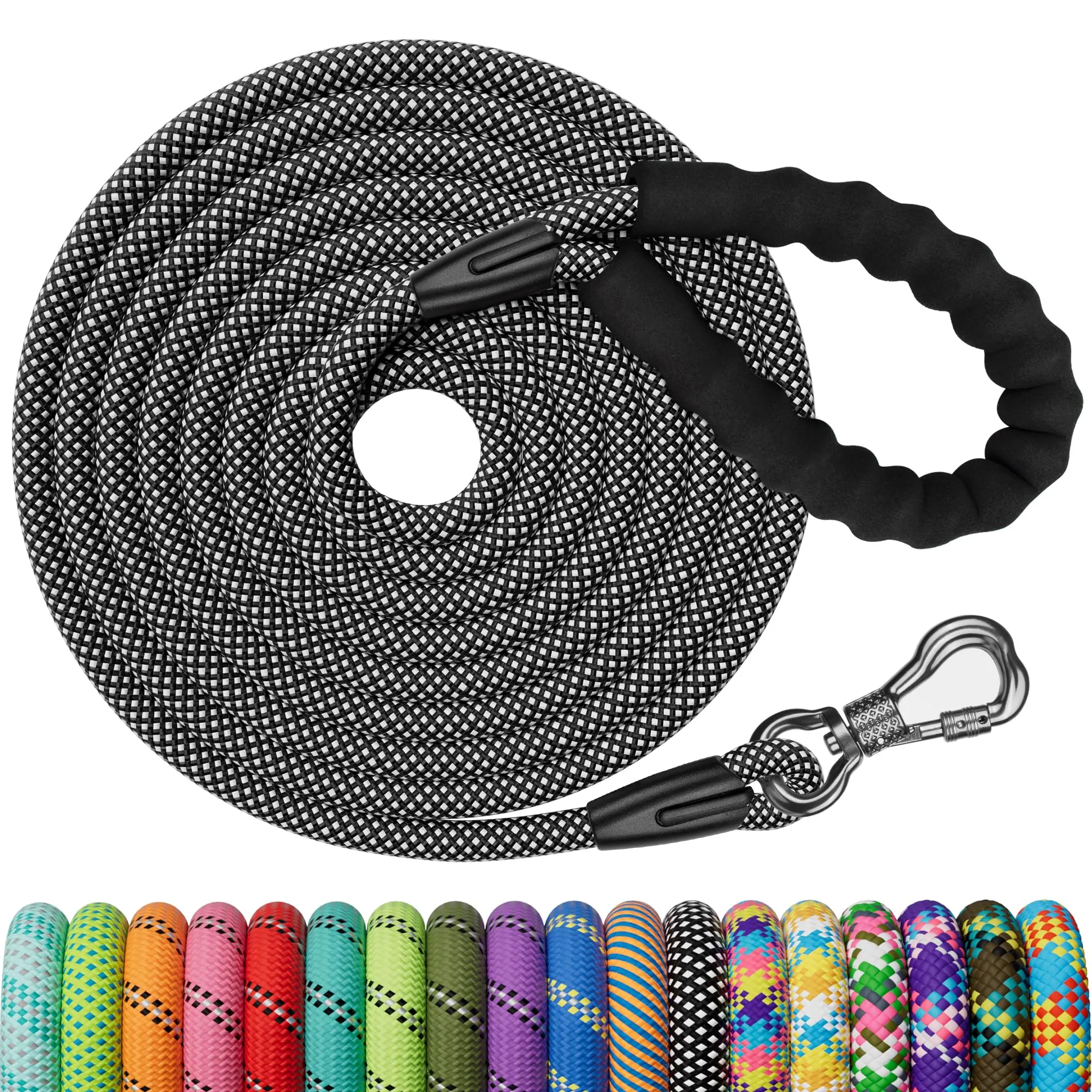 XBEN Guinzaglio per Cani in Nylon, 3M x 10mm, con Gancio di Sicurezza e Maniglia Imbottita - immagine 1
