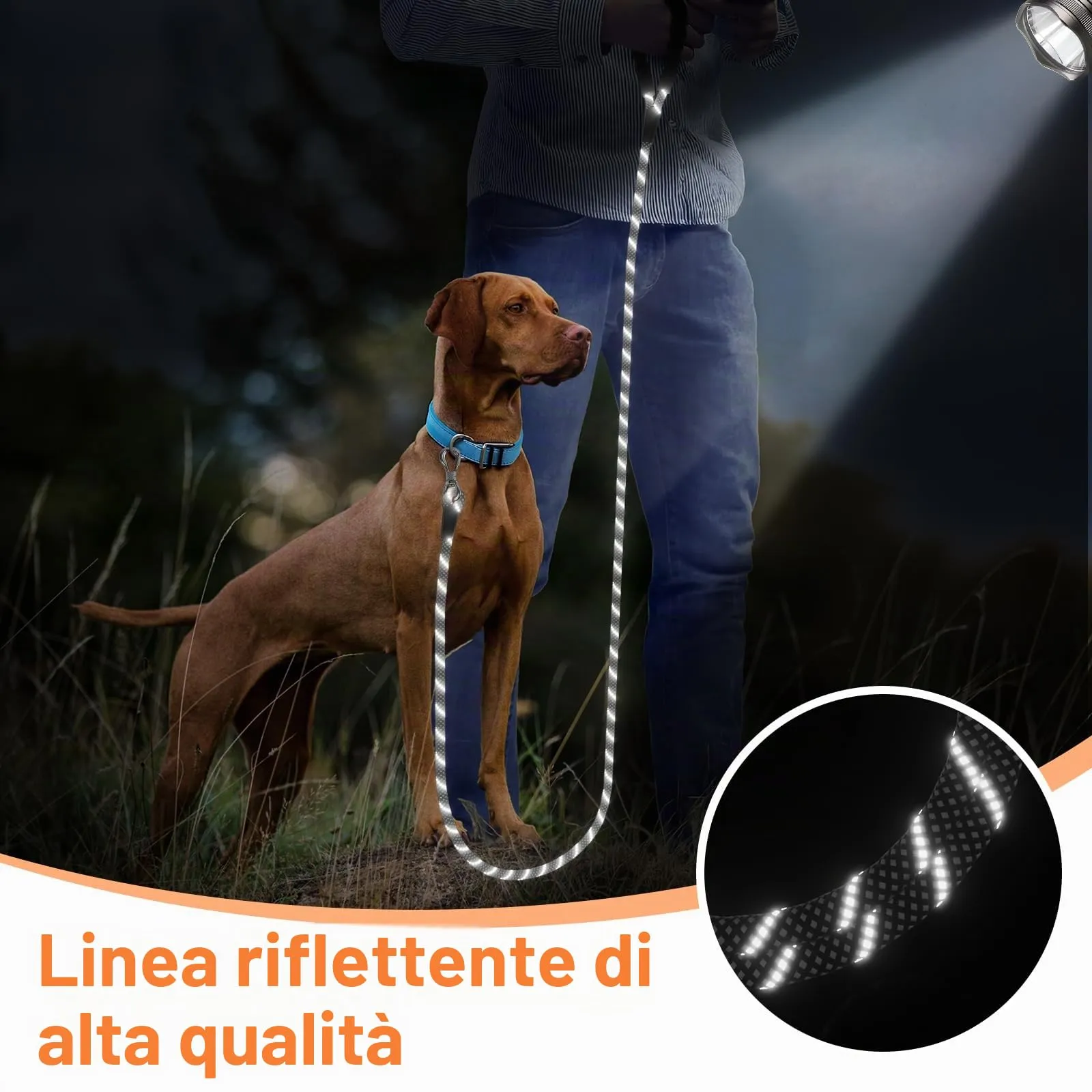 XBEN Guinzaglio per Cani in Nylon, 3M x 10mm, con Gancio di Sicurezza e Maniglia Imbottita - immagine 6