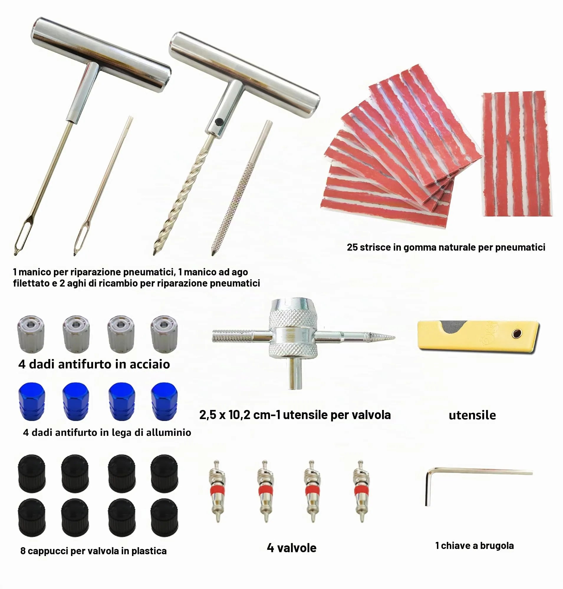 HYHJMISTY 53PZ Kit di riparazione pneumatici Heavy Duty per Auto, Fuoristrada, Moto e Veicoli Elettrici - immagine 2