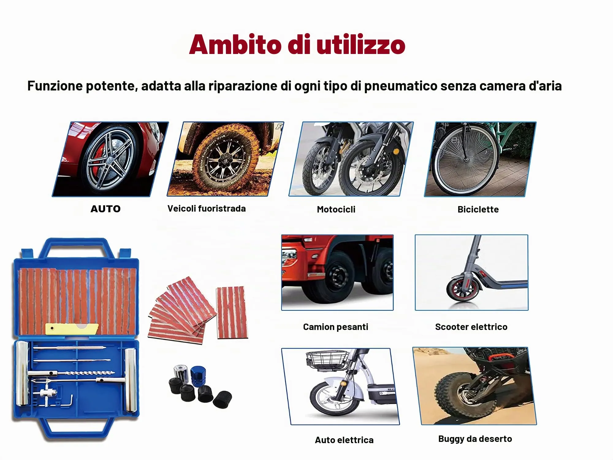HYHJMISTY 53PZ Kit di riparazione pneumatici Heavy Duty per Auto, Fuoristrada, Moto e Veicoli Elettrici - immagine 6