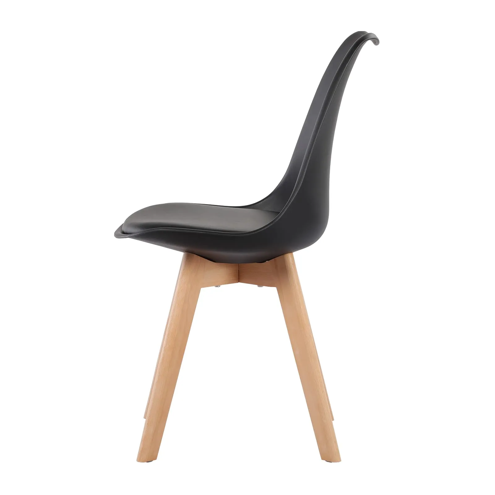 EGGREE Set di 8 sedie da pranzo stile scandinavo in pelle sintetica e legno di faggio, nero - immagine 8