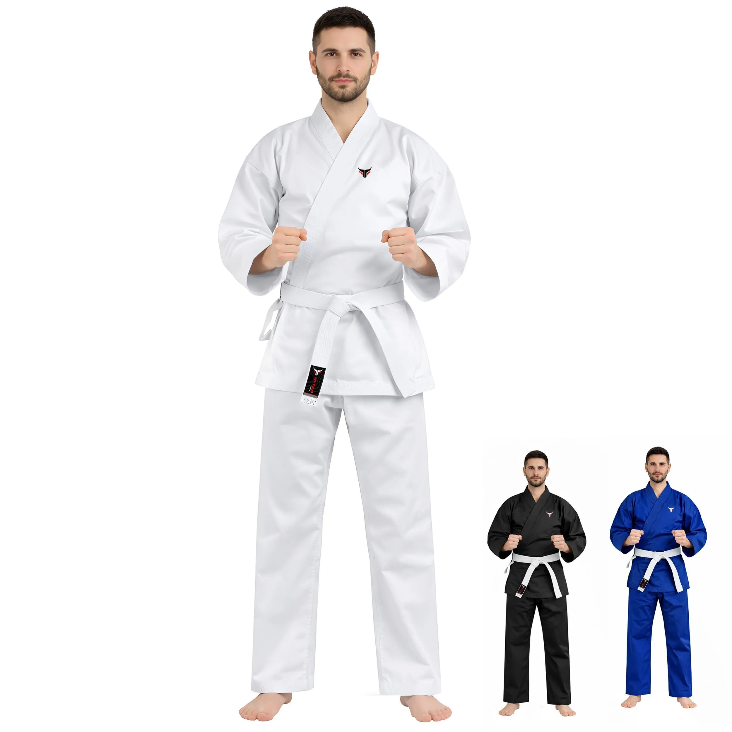 Mytra Fusion Karate Gi Adulto con Cintura, 200g, Bianco, 5/180 - immagine 1