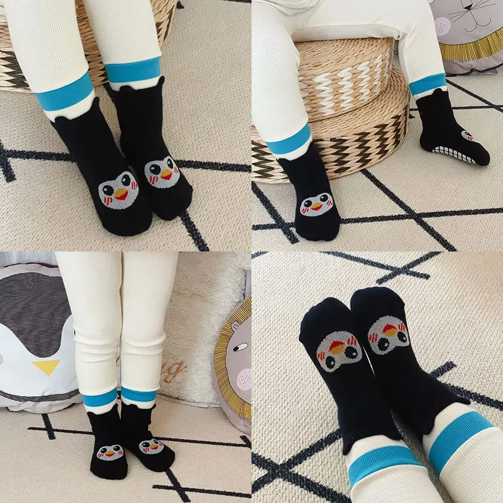 FedMois Calzini Antiscivolo in Cotone per Bambini, Motivi Animali Panda, 5 Paia, 3-5 Anni - immagine 7