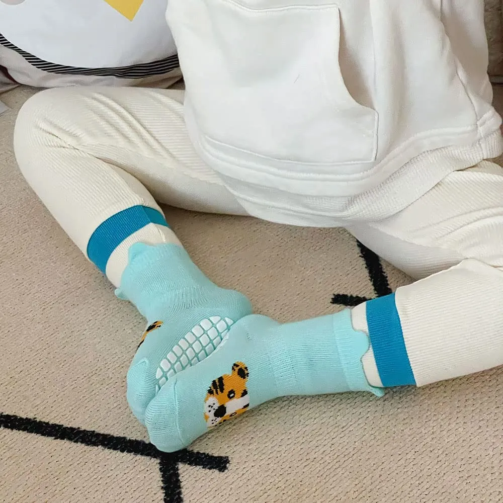 FedMois Calzini Antiscivolo in Cotone per Bambini, Motivi Animali Panda, 5 Paia, 1-3 Anni - immagine 6