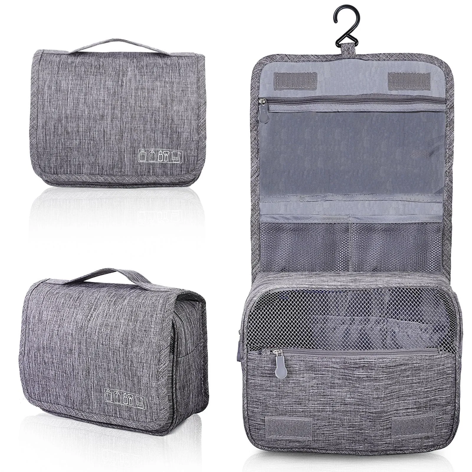 AiQInu Beauty Case da Viaggio, Borsa da Toilette Impermeabile con Gancio per Appendere - immagine 1