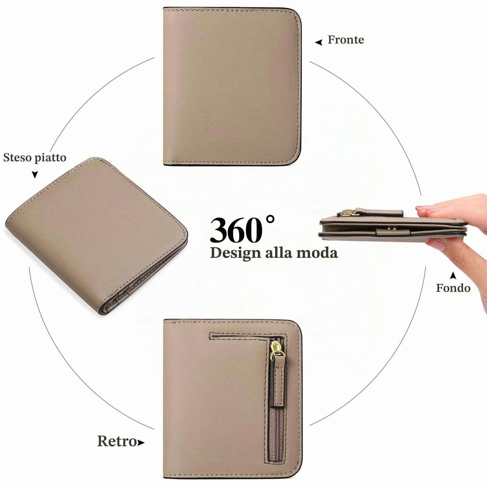 GAEKEAO Portafoglio da Donna in Pelle con Blocco RFID, 7 Scomparti per Carte, Finestra ID e Tasca con Cerniera - immagine 4