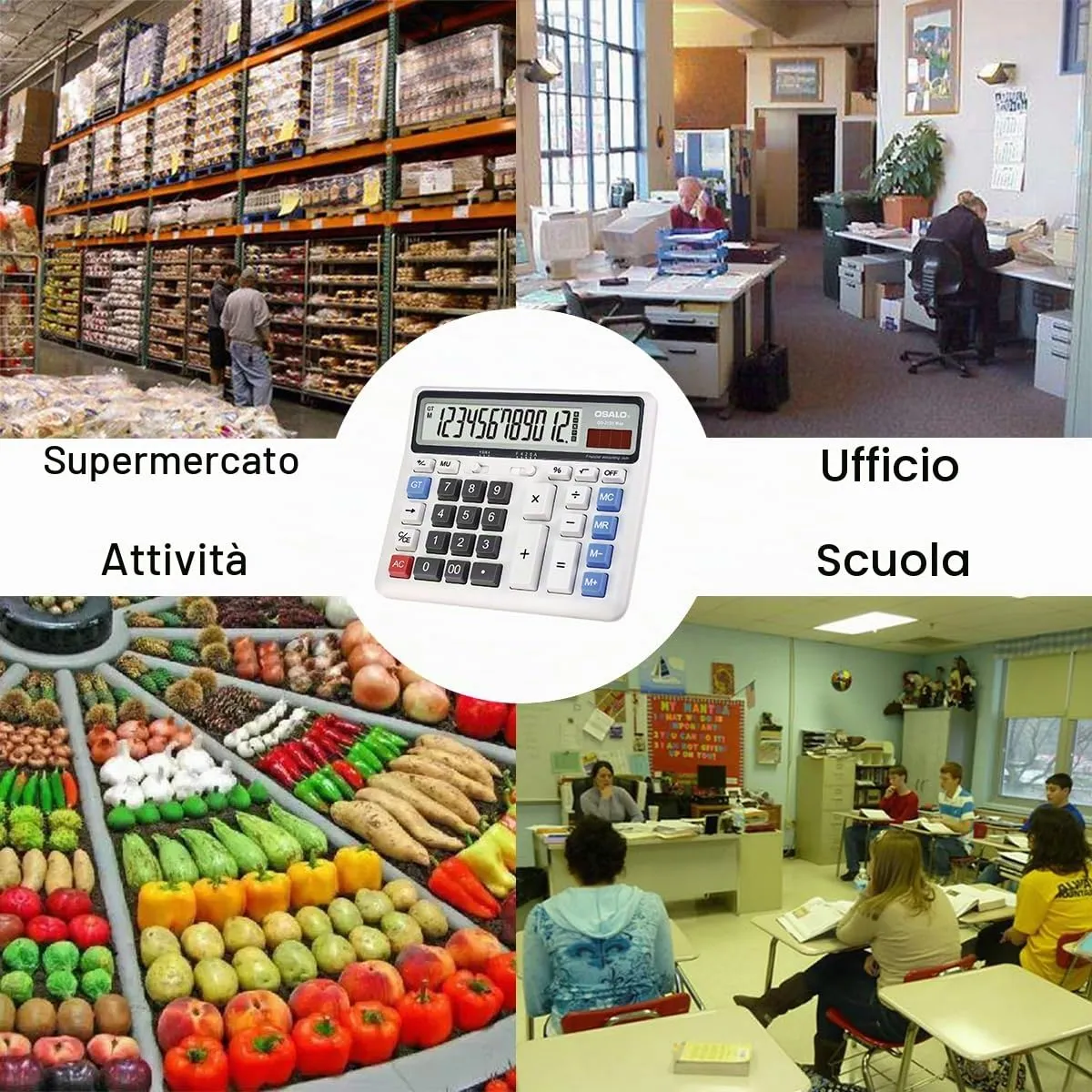 OSALO Calcolatrice da Scrivania 12 Cifre con Display LCD Extra Grande (OS-2135 Pro) - immagine 6