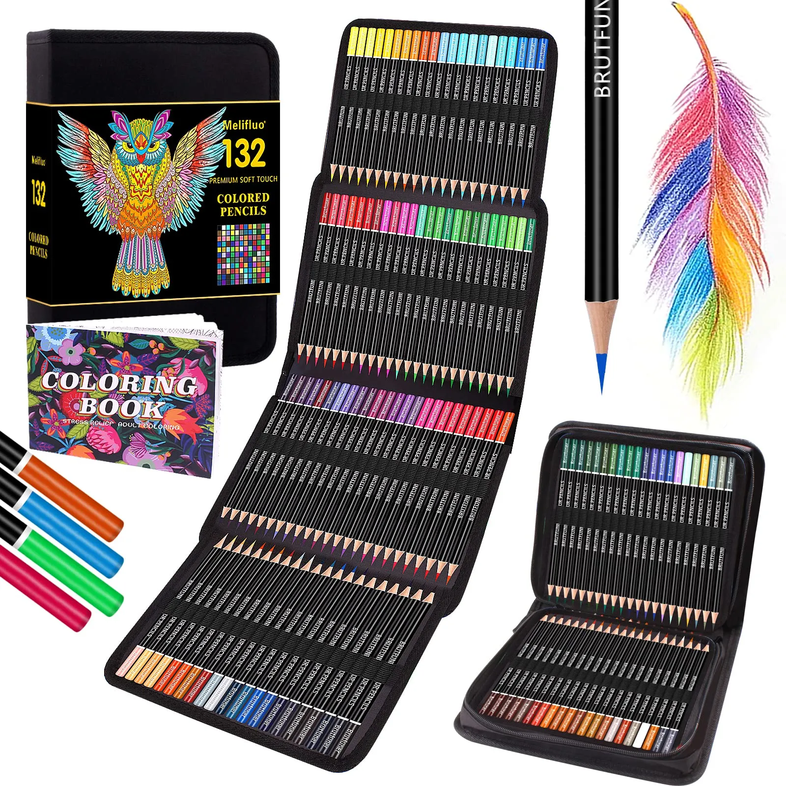 Melifluo Set di 132 Matite Colorate con Borsa Portatile con Cerniera - immagine 1
