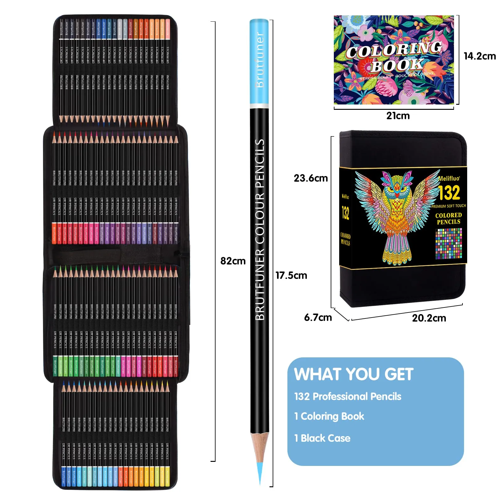 Melifluo Set di 132 Matite Colorate con Borsa Portatile con Cerniera - immagine 9