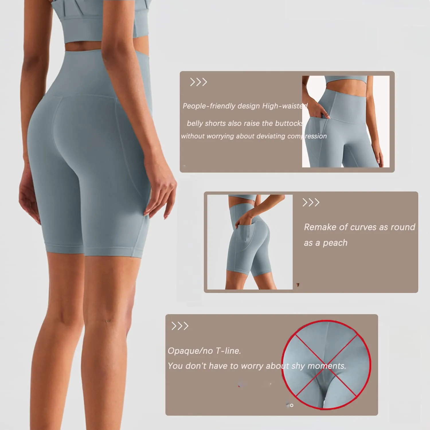 XDSP Pantaloncini Sportivi da Donna Yoga a Vita Alta con Tasche Laterali - immagine 4