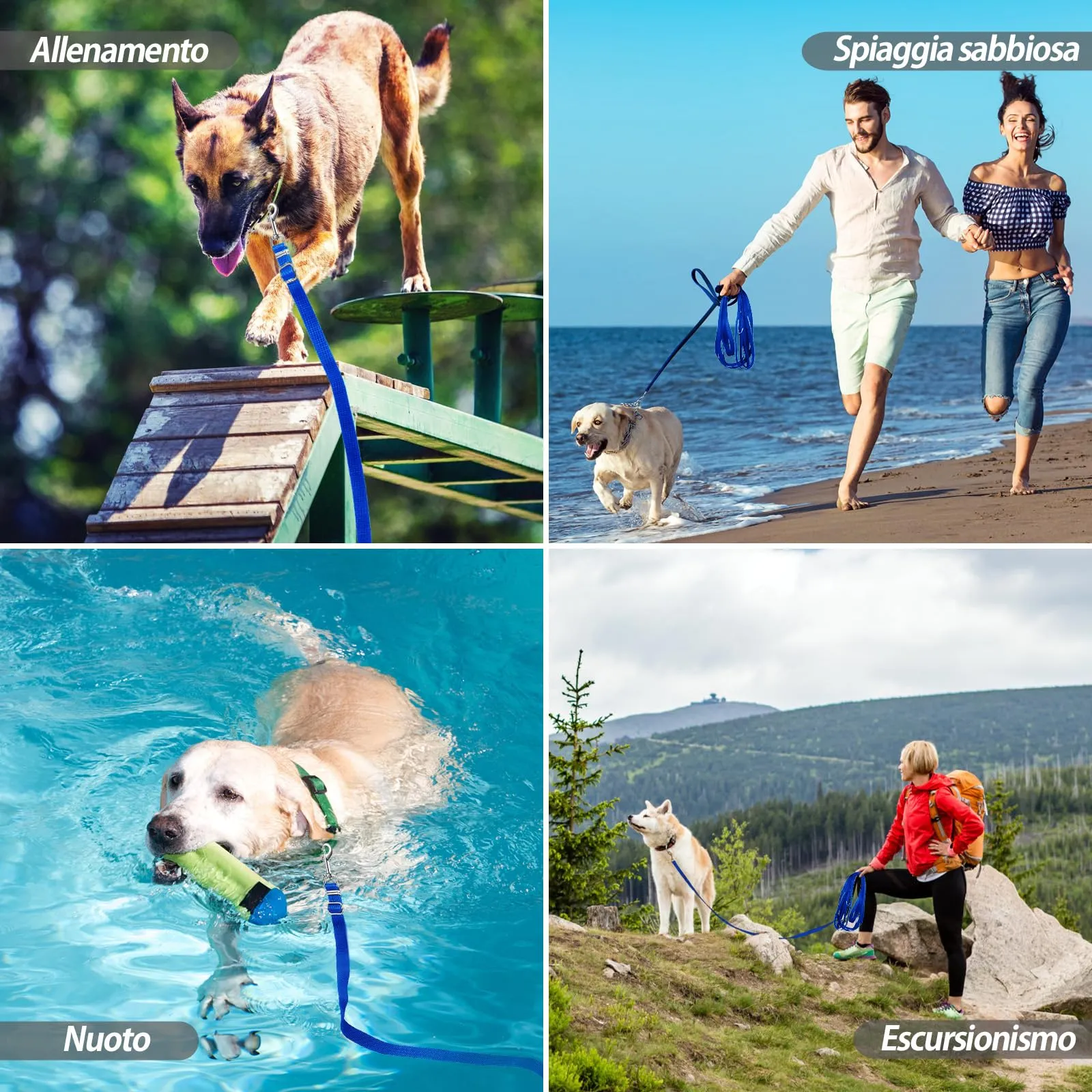 SuplutuX Guinzaglio Addestramento Regolabile per Cani 15m, Blu - immagine 5