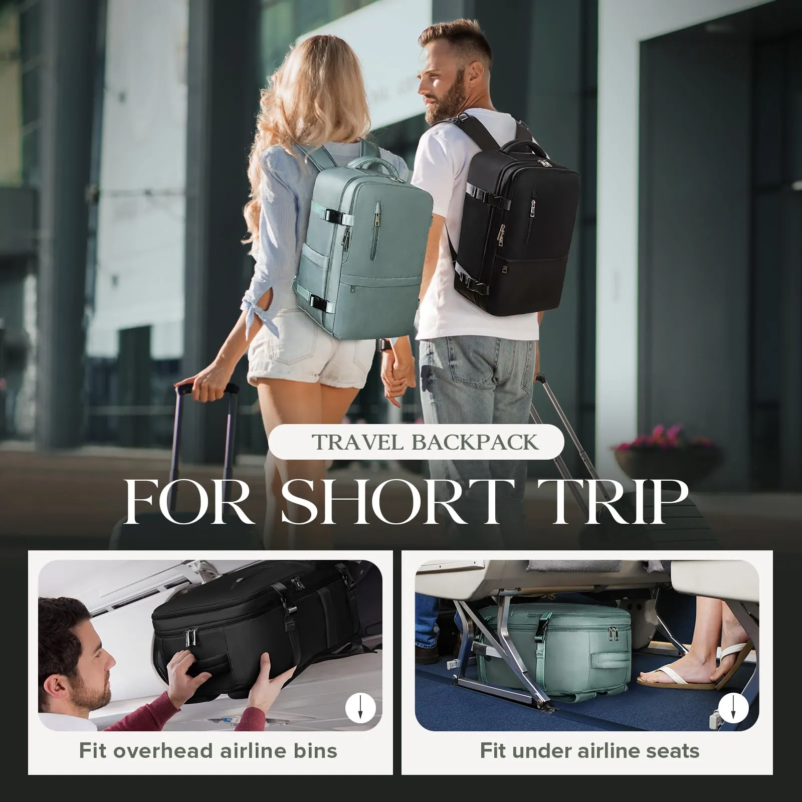 Hayayu Zaino Bagaglio a Mano per Ryanair 40x30x20 cm - Borsa da Cabina da Viaggio Nero - immagine 3
