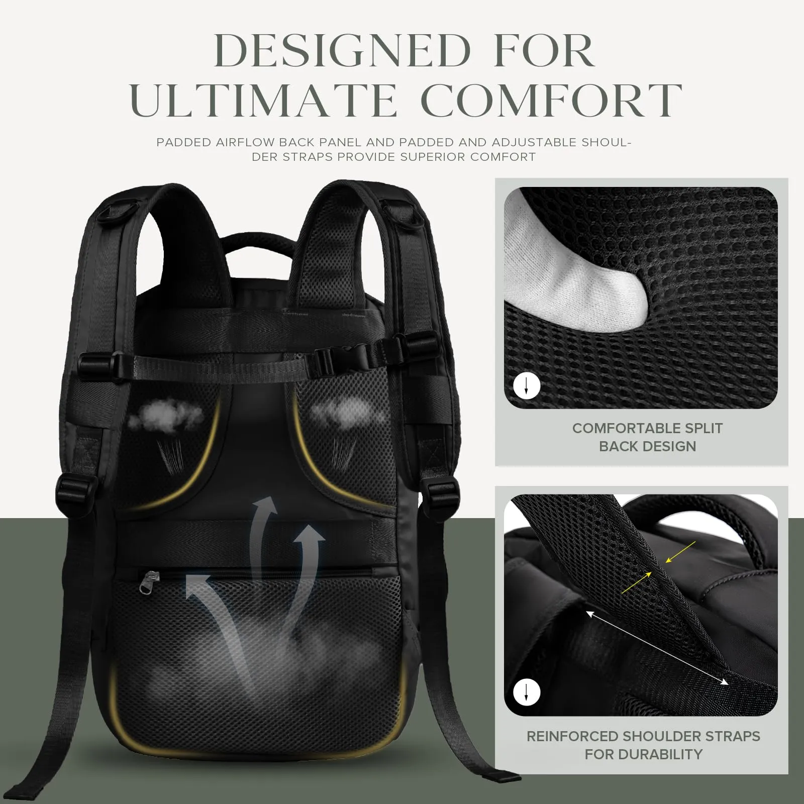 Hayayu Zaino Bagaglio a Mano per Ryanair 40x30x20 cm - Borsa da Cabina da Viaggio Nero - immagine 6