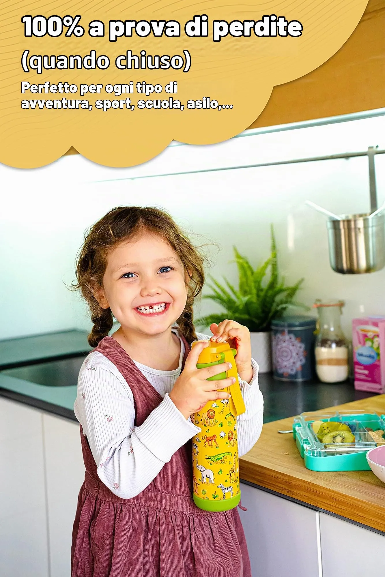 Jarlson Borraccia Termica Bambini Mali 500ml Acciaio Inox (Safari) - immagine 5