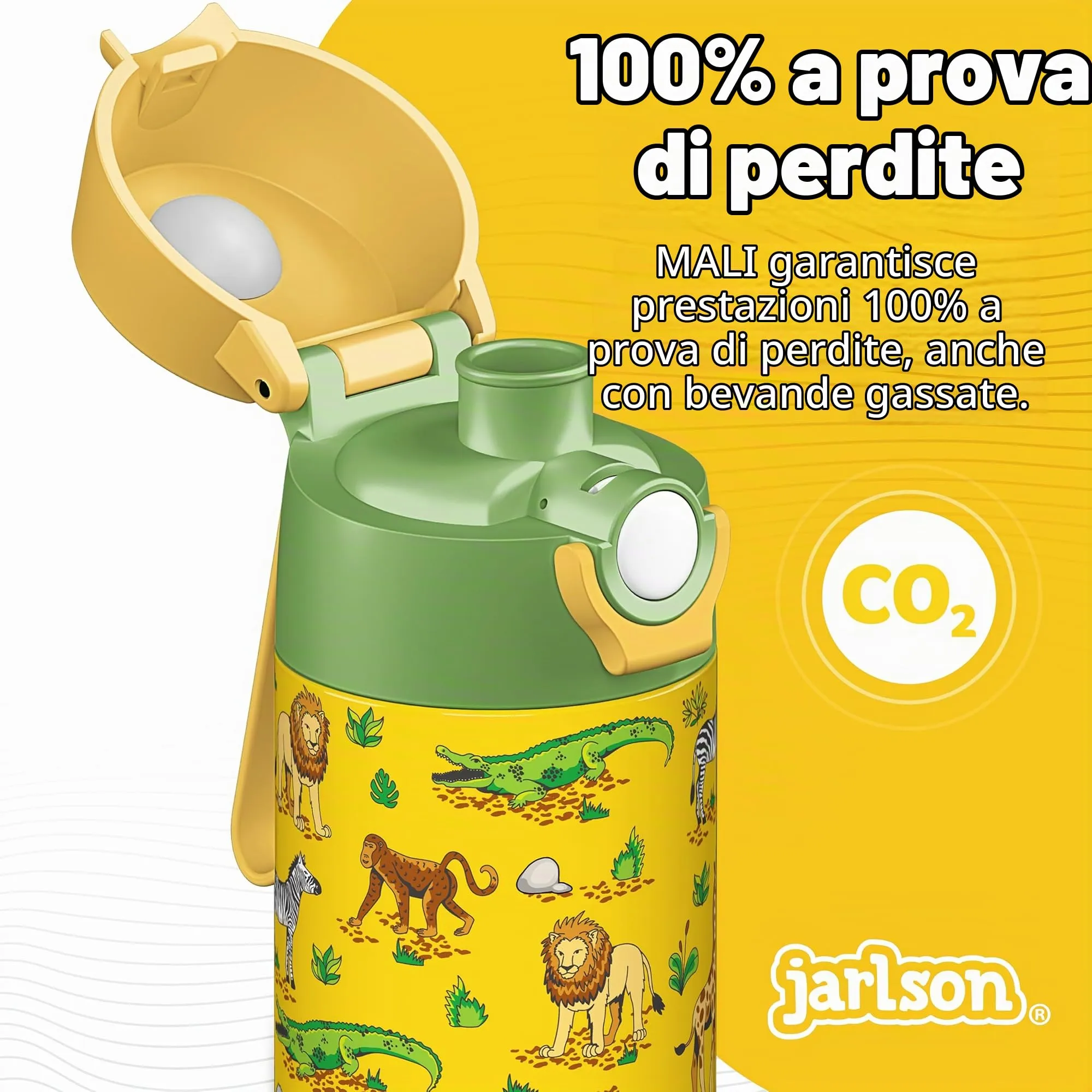 Jarlson Borraccia Termica Bambini Mali 500ml Acciaio Inox (Safari) - immagine 6