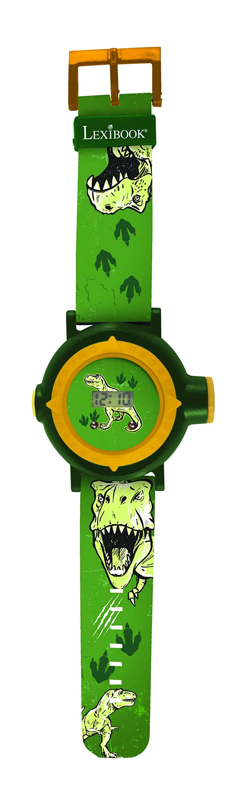 Lexibook Orologio Proiettore Dinosauri con Schermo Digitale - Verde e Giallo - DMW050DINO - immagine 2