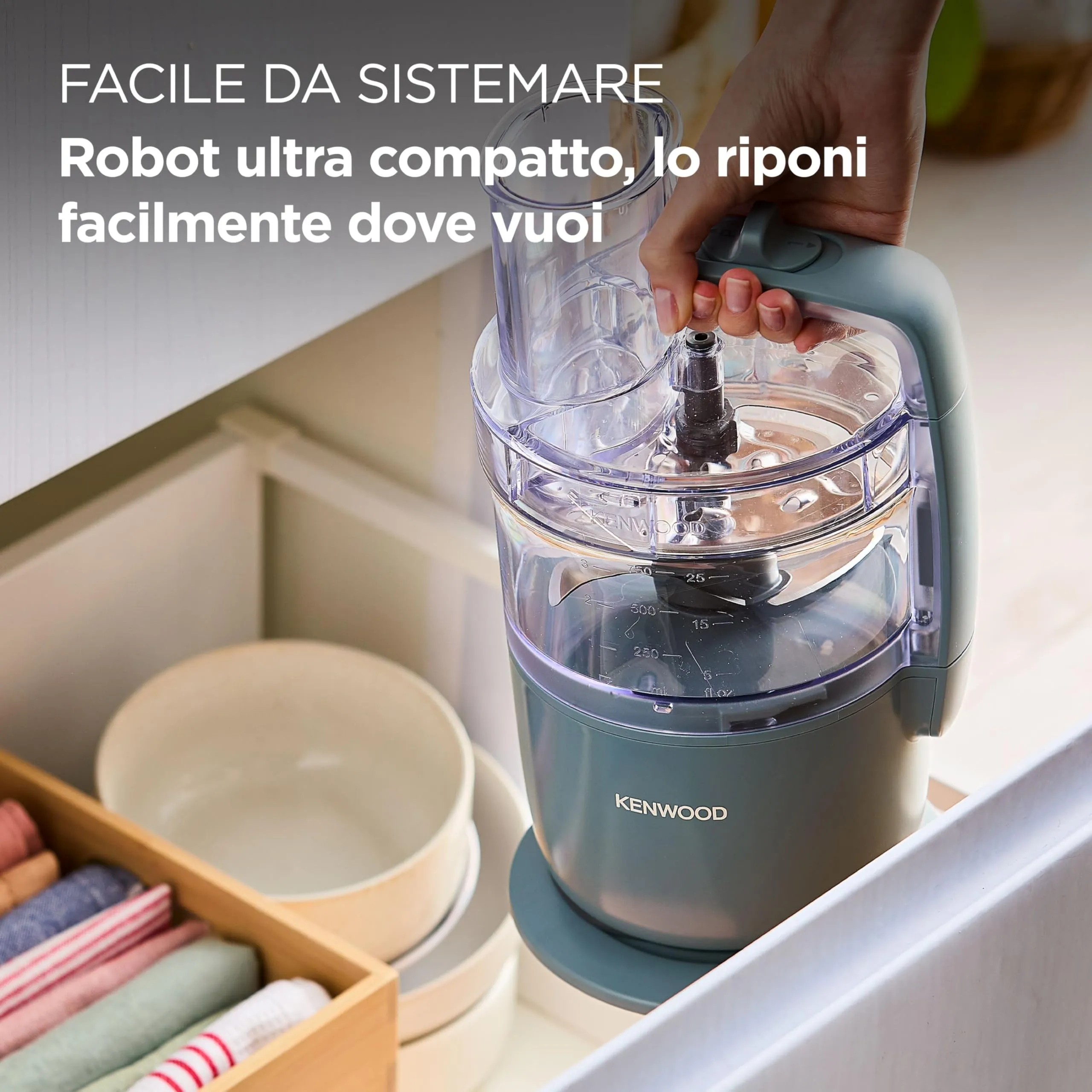 Kenwood MultiPro Go FDP22.130GY Robot Tritatutto da Cucina, Tagliaverdure Elettrico con Accessorio Express Serve, Ciotola 1.3L, 650W - immagine 5