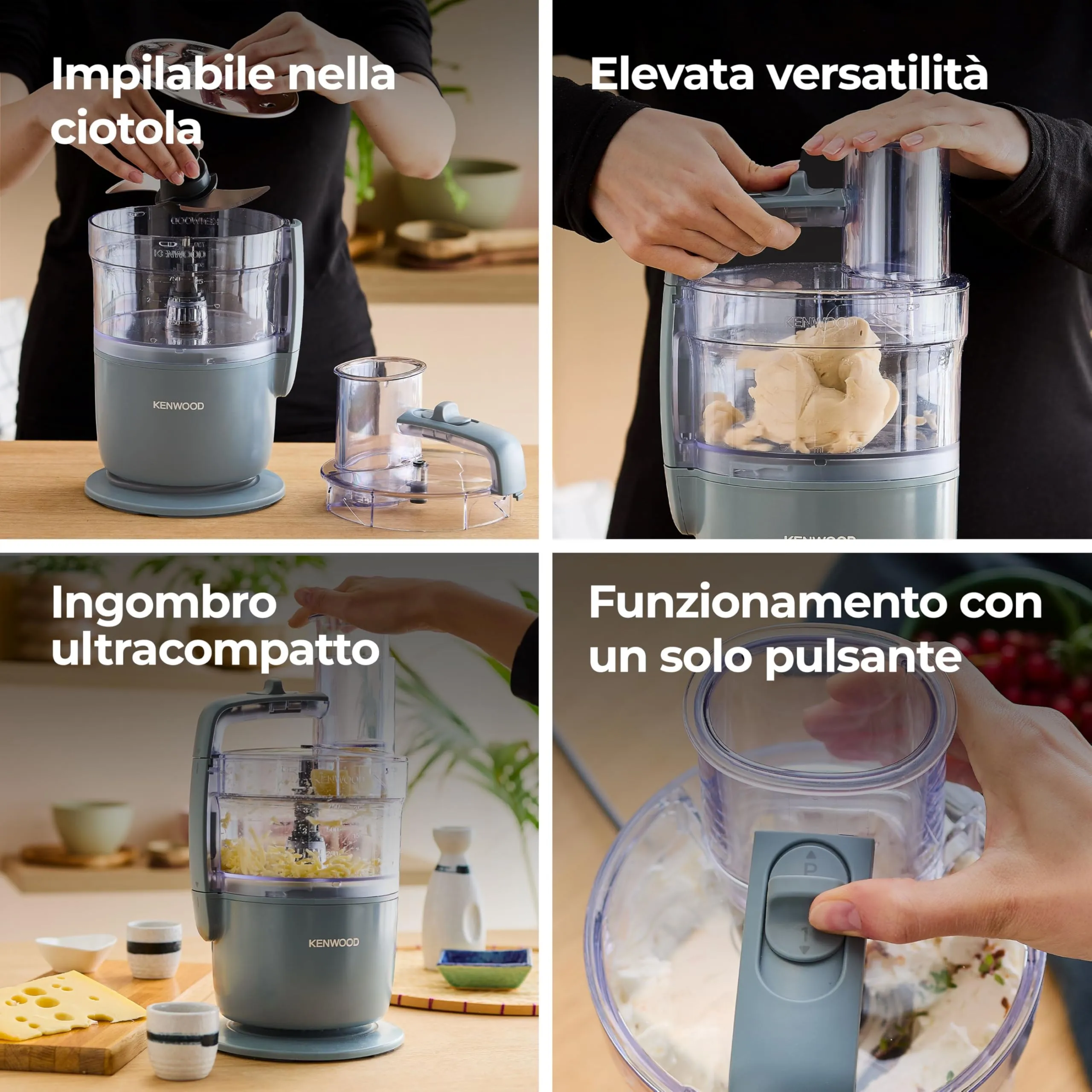 Kenwood MultiPro Go FDP22.130GY Robot Tritatutto da Cucina, Tagliaverdure Elettrico con Accessorio Express Serve, Ciotola 1.3L, 650W - immagine 6