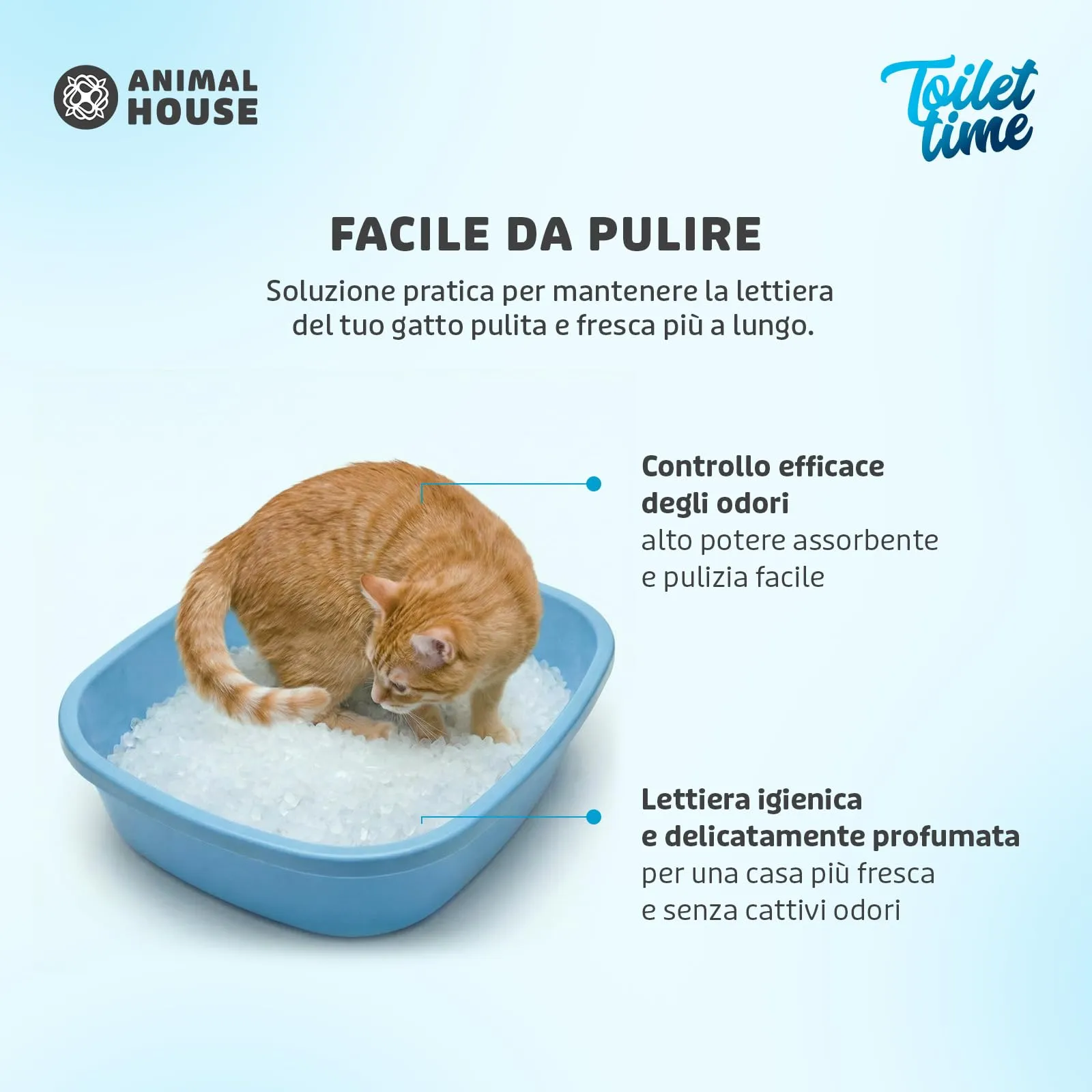 Animal House Toilet Time Lettiera in Cristalli di Silicio per Gatti, 15L (Neutro) - immagine 5