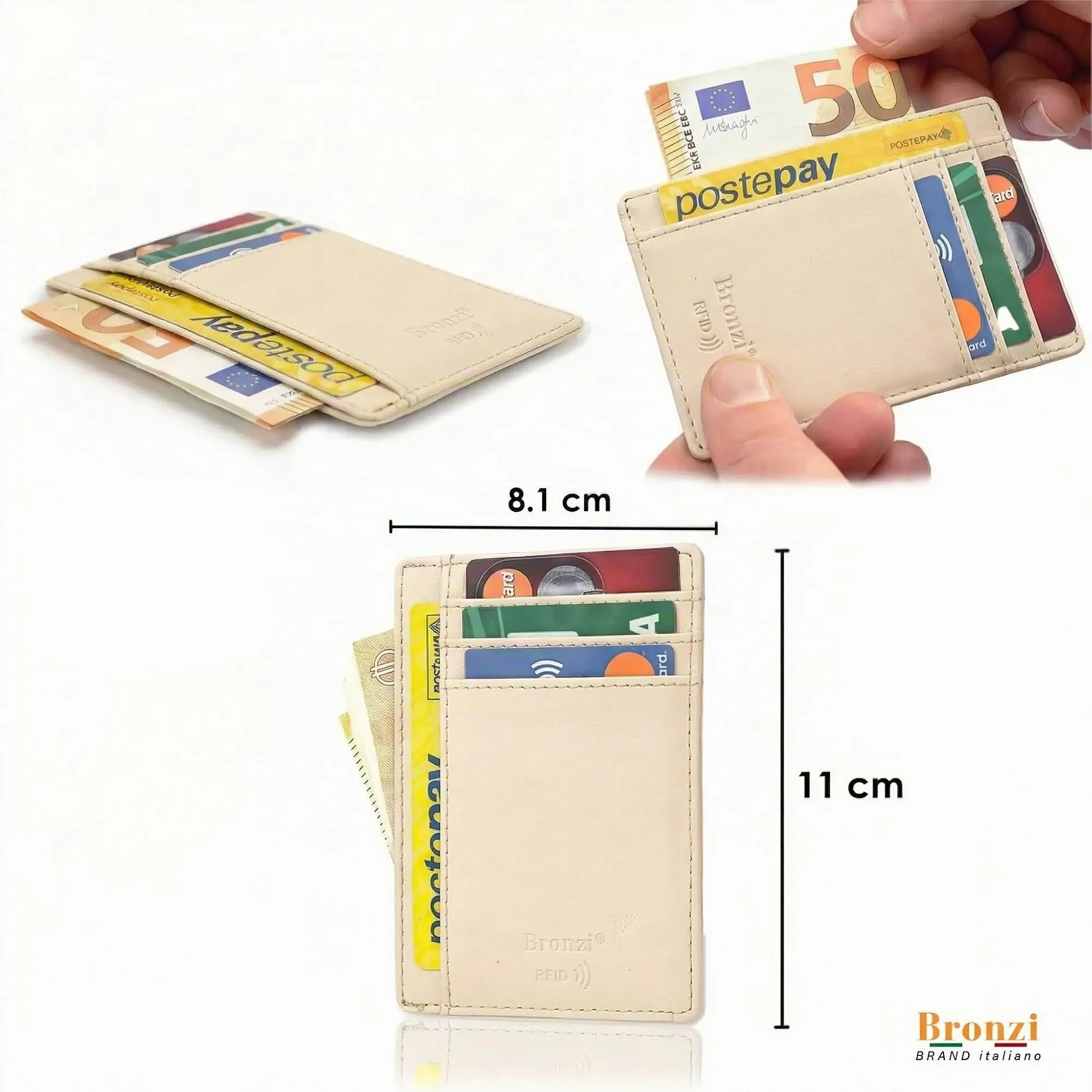 Bronzi Portafoglio Porta Carte di Credito Slim Protezione RFID - immagine 2